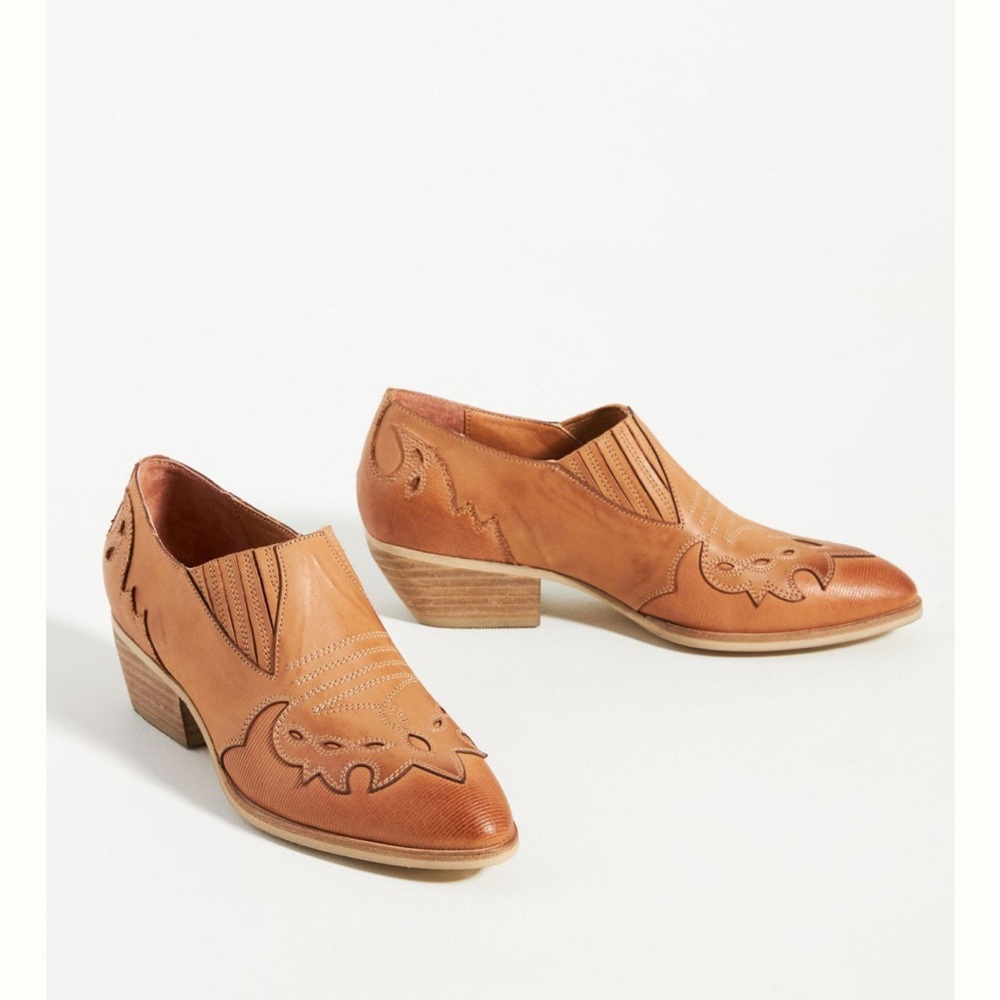 NEW ANTHROPOLOGIE  SILENT TARVITA WESTERN ANKLE BOOTIE IN HONEY EU40